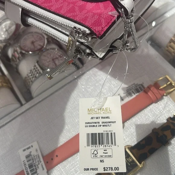 Michael Kors Jet Set Travel Lg Embellished Signature Logo Wristlet
Dragonfruit - Picture 10 of 16